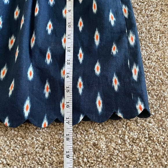 J.Crew Printed Scalloped Sidewalk Skirt Women’s 00 Blue Linen Cotton Elastic - Picture 10 of 12